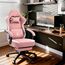 Dowinx Gaming Stuhl mit Taschenfederkissen, Verstellbarer Gaming Sessel mit Fußstütze, Ergonomischer Racing Gamer Stuhl 150 kg belastbarkeit, Rosa