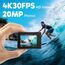 AKASO Action Cam,4K30FPS 20MP WiFi Unterwasserkamera EIS Stabilisierung 170° Weitwinkel Ultra HD Action Kamera mit 4X Zoom und 2x1050mAh Akkus-EK7000 Schwarz