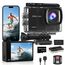 Camlance Action Cam 4K60FPS mit 64GB Karte,HD 48MP 40M Wasserdicht Unterwasserkamera 8X Zoom,WiFi EIS Stabilisierte Helmkamera Fernbedienung Actionkameras,2 * 1350 Akkus-Helmhalterung Zubehör Kits