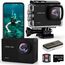TIMNUT 4K 60FPS Action Cam, Unterwasserkamera mit 128G SD Karte 48MP HD WiFi Kamera mit EIS 40M Wasserdicht Actionkameras Weitwinkel Sportkamera mit 2 * 1350 mAh Akkus Helmhalterung Zubehör Kits