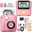 MILFECH Kinderkamera Sofortbildkamera, 1080P 2,4 Zoll Bildschirm DigitalKamera Kinder mit 5 Rollen Druckpapier,32GB Karte, Fotokamera mit 6 Farbigen Stiften,2 Aufkleber Geschenk für Kinder (Rosa)