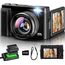 Digitalkamera 4K, 16X Autofokus Digitalzoom Kamera, 48MP 3 Zoll 180° Klappbarer LCD-Bildschirm HD Kompakte Vlog Kamera mit Ladestation, 2 Akkus, 32GB Karte, Geeignet für Anfänger, Kinder