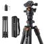 K&F CONCEPT O234A1 Handy Stativ,163cm Kamerastativ, Tripod für unterwegs, Stativ für Smartphone mit Handyhalterung, Aluminium Reisestativ