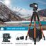 Victiv 182 cm Aluminium Kamera Stativ, Leichtes und Kompaktes Reisestativ für DSLR mit 3-Wege-Schwenk 360° Panorama Kugelkopf und Telefonhalter, kann für YouTube, Vlog und Videokonferenzen-Orange