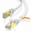 VOIETOLT Cat8 Lan Kabel 4M mit Clips, 40Gbps/2000MHz Flach Schirmung Hochgeschwindigkeit Netzwerkkabel, STP RJ45 Gigabit Cat-8 Ethernet Kabel für PS4/5, für Modem, für Router (weiß)