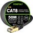 VOIETOLT Cat 8 Lan Kabel 50M, 40Gbps/2000Mhz Flaches Geflecht Netzwerkkabel Ethernet Kabel, S/FTP RJ45 Gigabit Patchkabel für PS4/5, für Modem, für Router