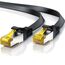 2m CAT 7 Netzwerkkabel Flach, Ethernet Kabel, Gigabit Lan 10 Gbit s, Patchkabel, Flachbandkabel, Verlegekabel, Cat.7 Rohkabel U FTP PIMF Schirmung mit RJ 45 Stecker, Switch Router Modem, Schwarz