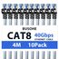 BUSOHE Cat 8 LAN Kabel 4m (10-Stück), 40Gbps 2000MHz Ethernet Kabel Netzwerkkabel, Flach Hochgeschwindigkeits Gigabit RJ45 Patchkabel, Geflochtener Internet Kabel Kompatibel mit PC, Router, Modem