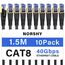 NORSHY Cat 8 LAN Kabel 1,5m (10-Stück), 40Gbps Netzwerkkabel 2000MHz Gigabit Hochgeschwindigkeits Internetkabel, Flach S/FTP RJ45 Kabel Geflochtener Patchkabel für PS5/PS4, Switch,TV, Modem,Router
