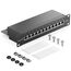 deleyCON CAT 6 Patchpanel Verteilerfeld 12 Port - Desktop 10" Zoll Rackeinbau Servermontage - RJ45 - Geschirmt - TIA568A TIA568B Schwarz