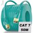 LAN Kabel 50 Meter, Cat 7 Netzwerkkabel 50m dünn, Hochgeschwindigkeits Internetkabel Gigabit Ethernet Kabel, Langes Wlan Kabel Flach Außen Patchkabel Geschirmt FTP - 10Gbit/s - 50 Clips für Router
