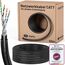 HB-DIGITAL 50m CAT 7 Outdoor Netzwerkkabel für direkte Erdverlegung -GHMT Zertifiziert- S/FTP AWG23 reines Kupfer Doppelmantel PVC + LLDPE PoE 10Gbit/s Ethernet Kabel für Außenbereich - Schwarz