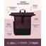 Ela Mo® Rolltop Rucksack Damen - Rollrucksack Anti Diebstahl für Sport & Reisen - Laptoprucksack für Schule, Uni, Business - Mit USB Anschluss & kompaktem Flaschenhalter - Plum Reflective