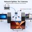 PVBCTCSID Ethernet-Splitter 1 zu 3, 1000 Mbps, Internet-Splitter, Hochgeschwindigkeits-Netzwerk-Splitter, Router-Switch, funktioniert mit Cat5/5e/6/7/8-Kabel