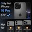 JETech Matt Schutzfolie für iPhone 16 Pro 6,3 Zoll, Blendfreies 9H Gehärtetes Glas Displayschutz, Anti-Fingerabdruck, Glatt Berührung, Einfache Installation, 2 Stück