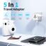 5 in 1 Reiseadapter Weltweit,Universal Adapter mit USB A,USB C,1 Weltweit Steckdose und 1 USA/JP Steckdose,Travel Reisestecker Internationaler Steckdosenadapter für EU USA UK Canada Japan Australien