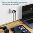 6 in 1 Adapter Steckdose Frankreich auf USA, Adapter Stecker USA, Kanada, Amerika mit 3 USB und 1 Typ C (3,4 A) und 2 Steckdosen, Mexiko Thailand Typ B (weiß)