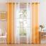 MIULEE 2er Set Voile Vorhang Zweifarbiger Vorhang mit Ösen Transparente Gardine Ösenschal Fensterschal Lichtdurchlässig für Schlafzimmer, 140x145cm, Orange