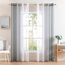 MIULEE 2er Set Voile Vorhang Zweifarbiger Vorhang mit Ösen Transparente Gardine Ösenschal Fensterschal Lichtdurchlässig für Schlafzimmer, 140x137cm, Grau