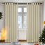 Deconovo Gardinen Blickdichte Vorhänge Verdunklung Schlaufen Lärmschutz Modern Schlafzimmer Thermo, 220x140 cm(HöhexBreite), Beige, 2er Set