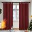 Deconovo Vorhänge Verdunkelungsvorhang Schlaufen Gardinen Schlafzimmer Thermogardine Kälteschutz Fensterdeko, 245x140 cm(HöhexBreite), Rot, 2er Set