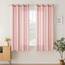 Woaboy Kruz Leinen Gardinen Vorhänge Wohnzimmer Halbtransparent mit Ösen Stores Gardine Leinenoptik Schlafzimmer Modern Ösenvorhang Schlaufengardinen 2er Set 140x145cm (BxH) Rosa