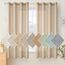Woaboy Leinen Kruz Gardinen Beige Vorhänge Wohnzimmer Halbtransparent mit Ösen Stores Gardine Leinenoptik Schlafzimmer Modern Ösenvorhang Schlaufengardinen 2er Set 140x145cm (BxH) Beige