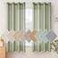 Woaboy Leinen Kruz Gardinen Grün Vorhänge Wohnzimmer Halbtransparent mit Ösen Stores Gardine Leinenoptik Schlafzimmer Modern Ösenvorhang Schlaufengardinen 2er Set 140x145cm (BxH) Grün