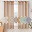 Woaboy Leinen Kruz Gardinen Vorhänge Wohnzimmer Halbtransparent mit Ösen Stores Gardine Leinenoptik Schlafzimmer Modern Ösenvorhang Schlaufengardinen 2er Set 140x145cm (BxH) Braun