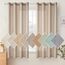 Woaboy Leinen Kruz Gardinen Vorhänge Wohnzimmer Halbtransparent mit Ösen Stores Gardine Leinenoptik Schlafzimmer Modern Ösenvorhang Schlaufengardinen 2er Set 140x160cm (BxH) Hellbraun