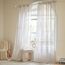 Woaboy Leinen Gardinen Vorhänge Wohnzimmer Halbtransparent mit Ösen Stores Gardine Leinenoptik Schlafzimmer Modern Ösenvorhang Schlaufengardinen 2er Set 140x235cm (BxH) Weiß
