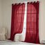 Woaboy Leinen Gardinen Halbtransparent Vorhänge Leinenoptik Wohnzimmer mit Ösen Stores Gardine Schlafzimmer Modern Ösenvorhang Schlaufengardinen 2er Set 140x225cm (BxH) Wein Rot
