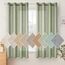 Woaboy Leinen Kruz Gardinen Grün Vorhänge Wohnzimmer Halbtransparent mit Ösen Stores Gardine Leinenoptik Schlafzimmer Modern Ösenvorhang Schlaufengardinen 2er Set 140x175cm (BxH) Grün