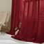 Woaboy Leinen Gardinen Halbtransparent Vorhänge Leinenoptik Wohnzimmer mit Ösen Stores Gardine Schlafzimmer Modern Ösenvorhang Schlaufengardinen 2er Set 140x245cm (BxH) Wein Rot