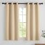 PONY DANCE Kurze Gardinen Wohnzimmer Ösenschal 2er Set H 150 x B 90 cm Verdunklungsvorhänge Ösen Gardinen Blickdicht Vorhang Wärmeisolierend, Biscotti Beige
