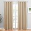 PONY DANCE Thermovorhang mit Ösen Vorhänge Wohnzimmer 2er Set H 210 x B 132 cm Verdunklungsvorhänge Ösen Vorhang Wärmeisolierend Thermogardinen, Biscotti Beige