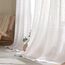 Woaboy Leinen Gardinen Weiß Vorhänge Wohnzimmer Halbtransparent mit Ösen Stores Gardine Leinenoptik Schlafzimmer Modern Ösenvorhang Schlaufengardinen 2er Set 140x280cm (BxH) Reines Weiß