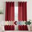 Woaboy Leinen Gardinen Halbtransparent Vorhänge Leinenoptik Wohnzimmer mit Ösen Stores Gardine Schlafzimmer Modern Ösenvorhang Schlaufengardinen 2er Set 140x245cm (BxH) Wein Rot