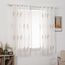 MIULEE Kurz Vorhänge Transparent mit Braun und Weiss Blätter Muster, Modern Stickerei Gardinen Ösen Für Kleines Fenster Kurzgardine, 2er Set Schöne Blätter Muster Vorhang Fenster H 160 x B 140