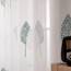MIULEE Wohnzimmer Vorhänge Transparent mit Türkis und Weiss Blätter Muster, Modern Stickerei Gardinen Ösen für Schlafzimmer Deko, 2er Set Schöne Blätter Muster Vorhang Fenster H 175 x B 140