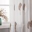 MIULEE Kurz Vorhänge Transparent mit Kaffee und Weiss Blätter Muster, Modern Stickerei Gardinen Ösen Für Kleines Fenster Kurzgardine, 2er Set Schöne Blätter Muster Vorhang Fenster H 160 x B 140