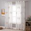 MIULEE Wohnzimmer Vorhänge Transparent mit Braun und Weiss Blätter Muster, Modern Stickerei Gardinen Ösen für Schlafzimmer Deko, 2er Set Schöne Blätter Muster Vorhang Fenster H 280 x B 140