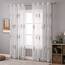 MIULEE Wohnzimmer Vorhänge Transparent mit Grau und Weiss Blätter Muster, Modern Stickerei Gardinen Ösen für Schlafzimmer Deko, 2er Set Schöne Blätter Muster Vorhang Fenster H 215 x B 140