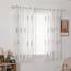 MIULEE Wohnzimmer Vorhänge Transparent mit Türkis und Weiss Blätter Muster, Modern Stickerei Gardinen Ösen für Schlafzimmer Deko, 2er Set Schöne Blätter Muster Vorhang Fenster H 175 x B 140