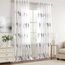 MIULEE Wohnzimmer Gardinen Transparent mit Grau und Weiss Blätter Muster, Modern Stickerei Gardinen Ösen für Schlafzimmer Deko, 2er Set Schöne Blätter Muster Vorhang Fenster H 245 x B 200