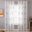 MIULEE Wohnzimmer Vorhänge Transparent mit Türkis und Weiss Blätter Muster, Modern Stickerei Gardinen Ösen für Schlafzimmer Deko, 2er Set Schöne Blätter Muster Vorhang Fenster H 280 x B 140