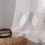MIULEE Wohnzimmer Vorhänge Transparent mit Türkis und Weiss Blätter Muster, Modern Stickerei Gardinen Ösen für Schlafzimmer Deko, 2er Set Schöne Blätter Muster Vorhang Fenster H 225 x B 140