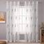 MIULEE Wohnzimmer Vorhänge Transparent mit Grau und Weiss Blätter Muster, Modern Stickerei Gardinen Ösen für Schlafzimmer Deko, 2er Set Schöne Blätter Muster Vorhang Fenster H 215 x B 140