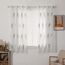 MIULEE Kurz Vorhänge Transparent mit Türkis und Weiss Blätter Muster, Modern Stickerei Gardinen Ösen Für Kleines Fenster Kurzgardine, 2er Set Schöne Blätter Muster Vorhang Fenster H 160 x B 140