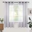 Woaboy Voile Gardinen Kurz Weiss Vorhänge Transparent Wohnzimmer mit Ösen Stores Gardinen Schlafzimmer Ösenvorhang Scheibengardine Schlaufengardinen Modern 2er Set 140x160 cm (B x H) Grau
